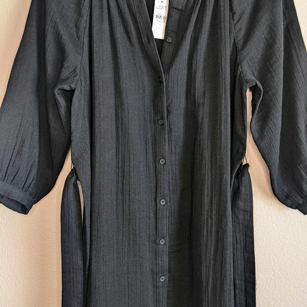 NWT Loft Black Shirt Dress Swim Cover-Up
